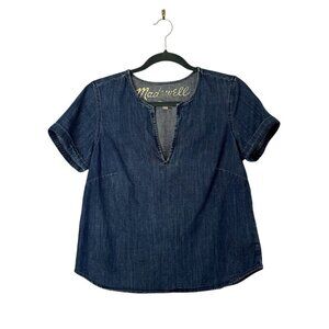 Madewell Denim V-Neck Short Sleeve Top Size Small